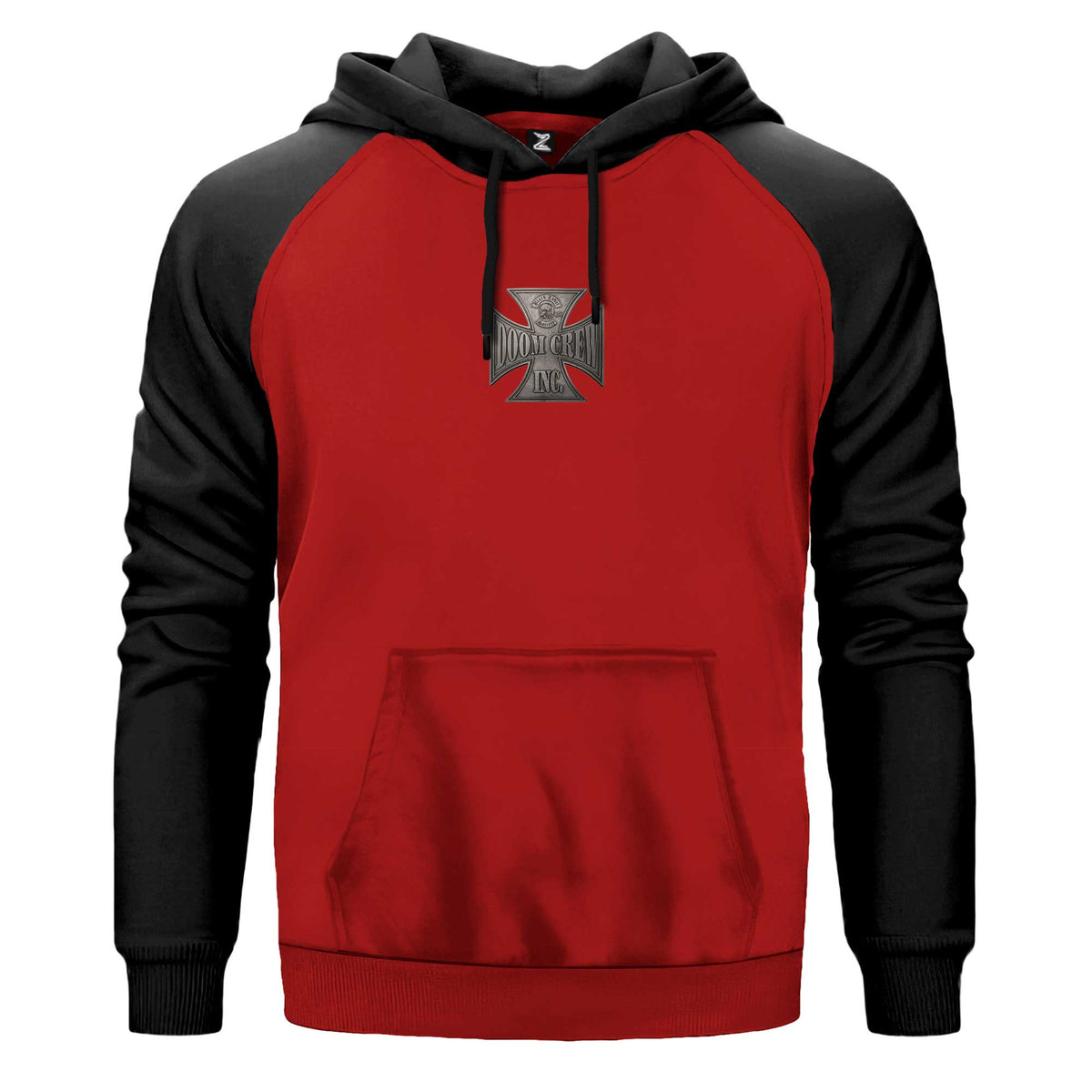 Black Label Society Doom Crew Inc Renkli Reglan Kol Sweatshirt Kapşonlu çift renk reglan kol kapşonlu sweatshirt - kırmızı