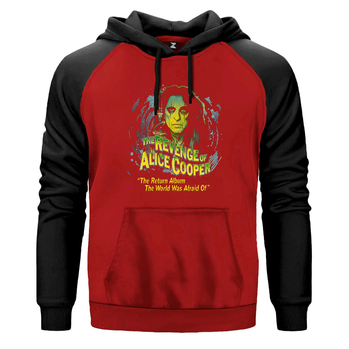 Alice Cooper The Revenge of Face Renkli Reglan Kol Sweatshirt Kapşonlu çift renk reglan kol kapşonlu sweatshirt - kırmızı