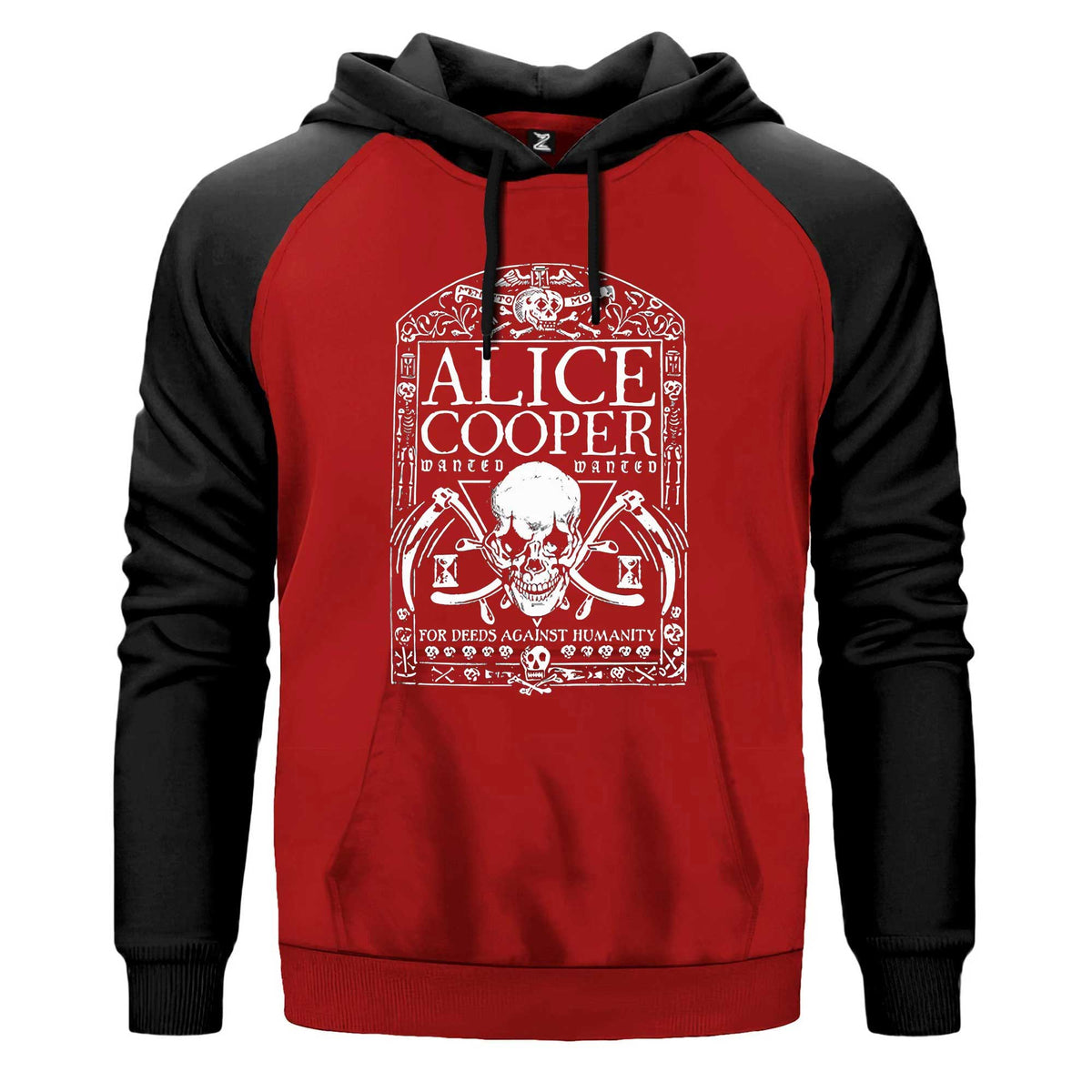 Alice Cooper Memento Mori Renkli Reglan Kol Sweatshirt Kapşonlu çift renk reglan kol kapşonlu sweatshirt - kırmızı
