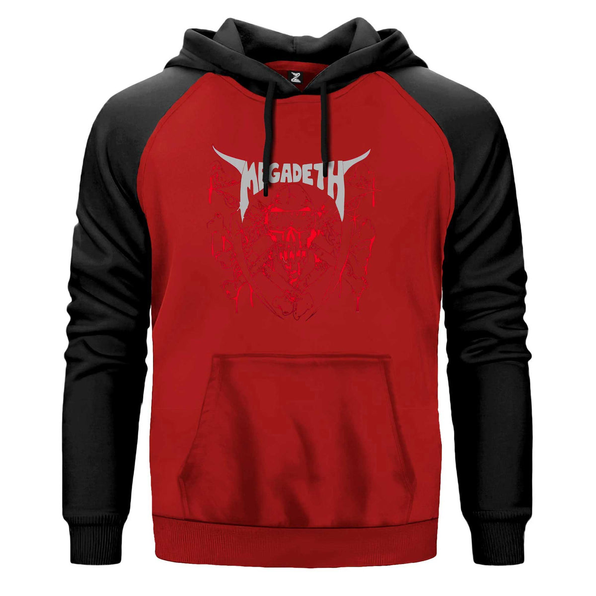 Megadeth Killing Is My Business Renkli Reglan Kol Sweatshirt Kapşonlu çift renk reglan kol kapşonlu sweatshirt - kırmızı