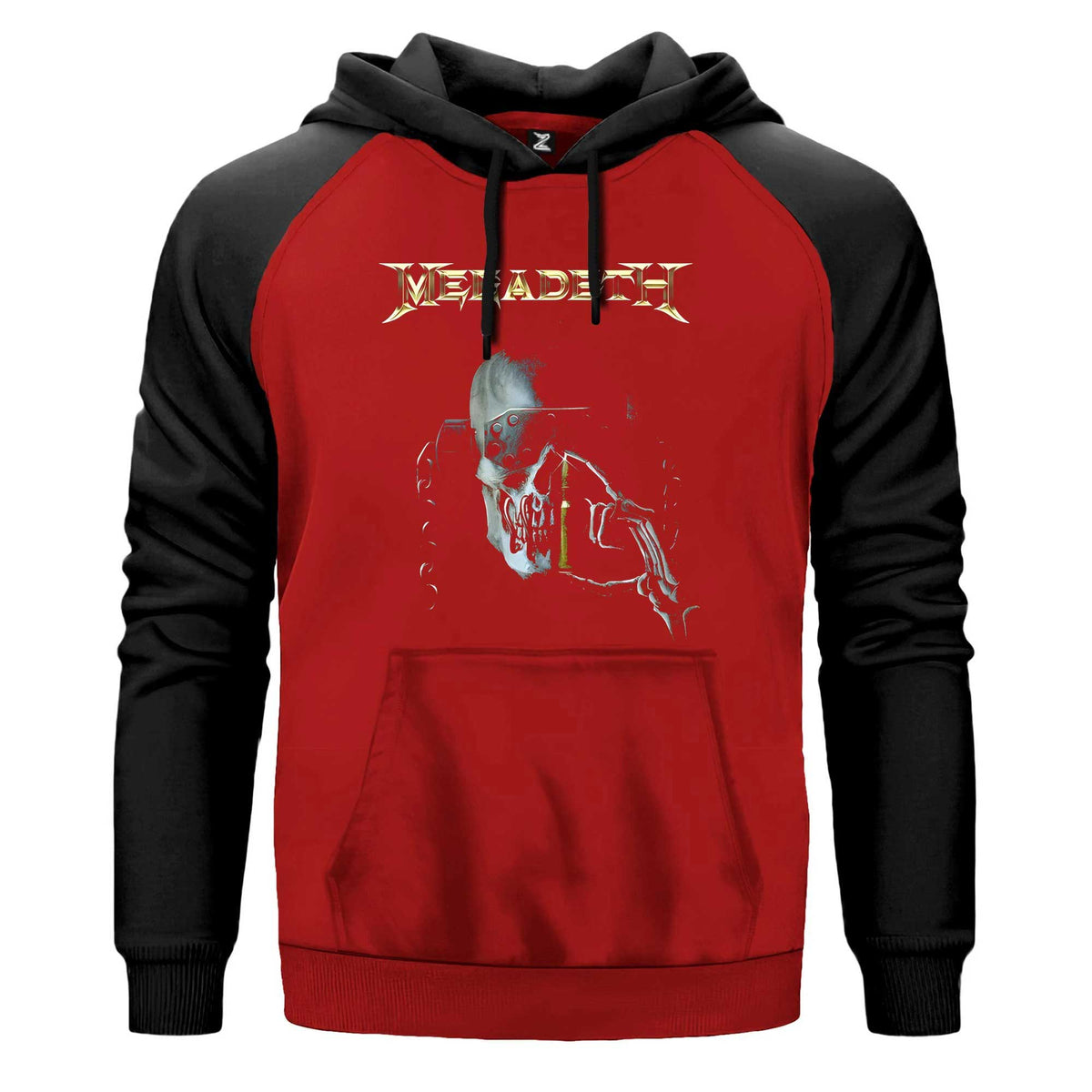 Megadeth Warchest Renkli Reglan Kol Sweatshirt Kapşonlu çift renk reglan kol kapşonlu sweatshirt - kırmızı