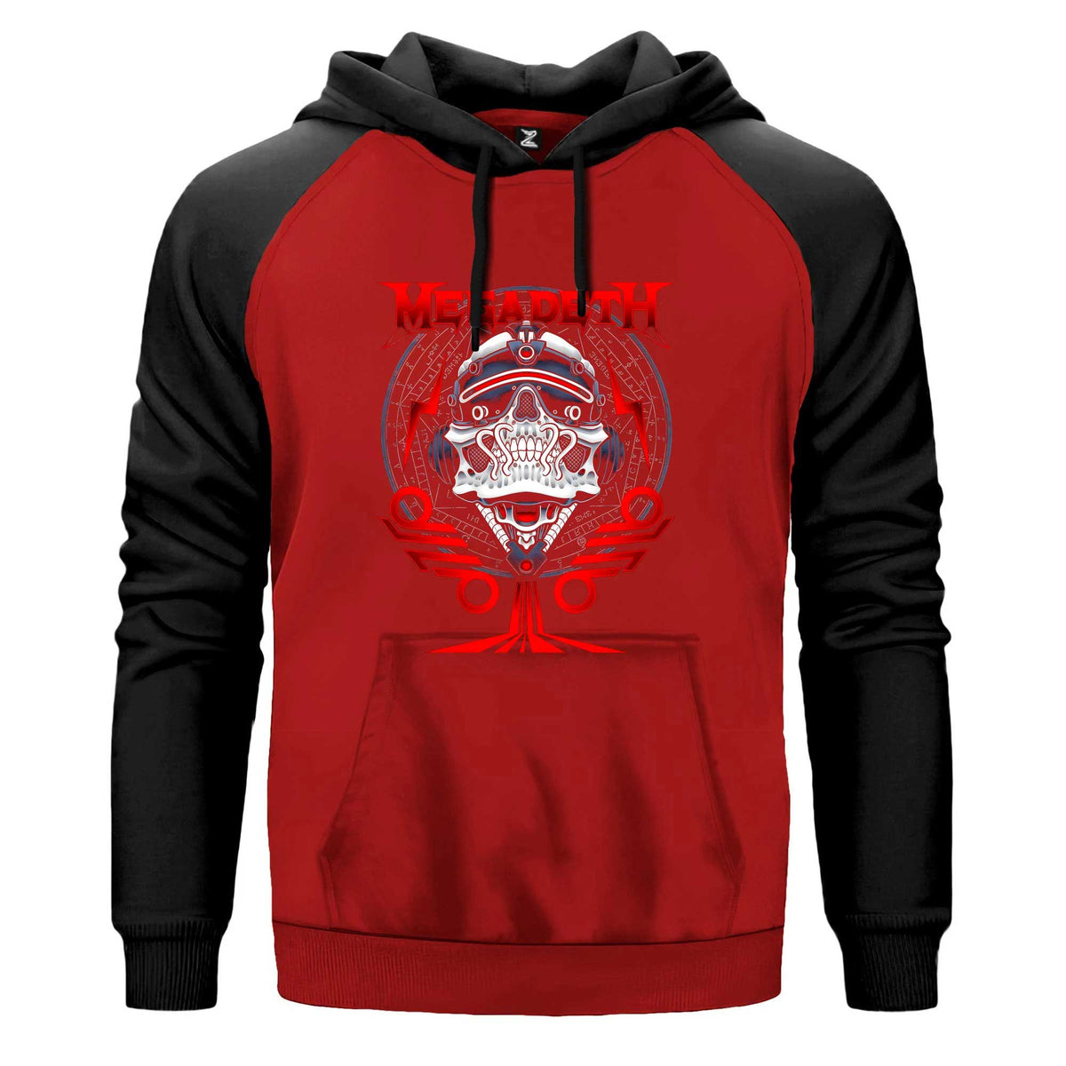 Megadeth The Walls Are Closing Renkli Reglan Kol Sweatshirt Kapşonlu çift renk reglan kol kapşonlu sweatshirt - kırmızı