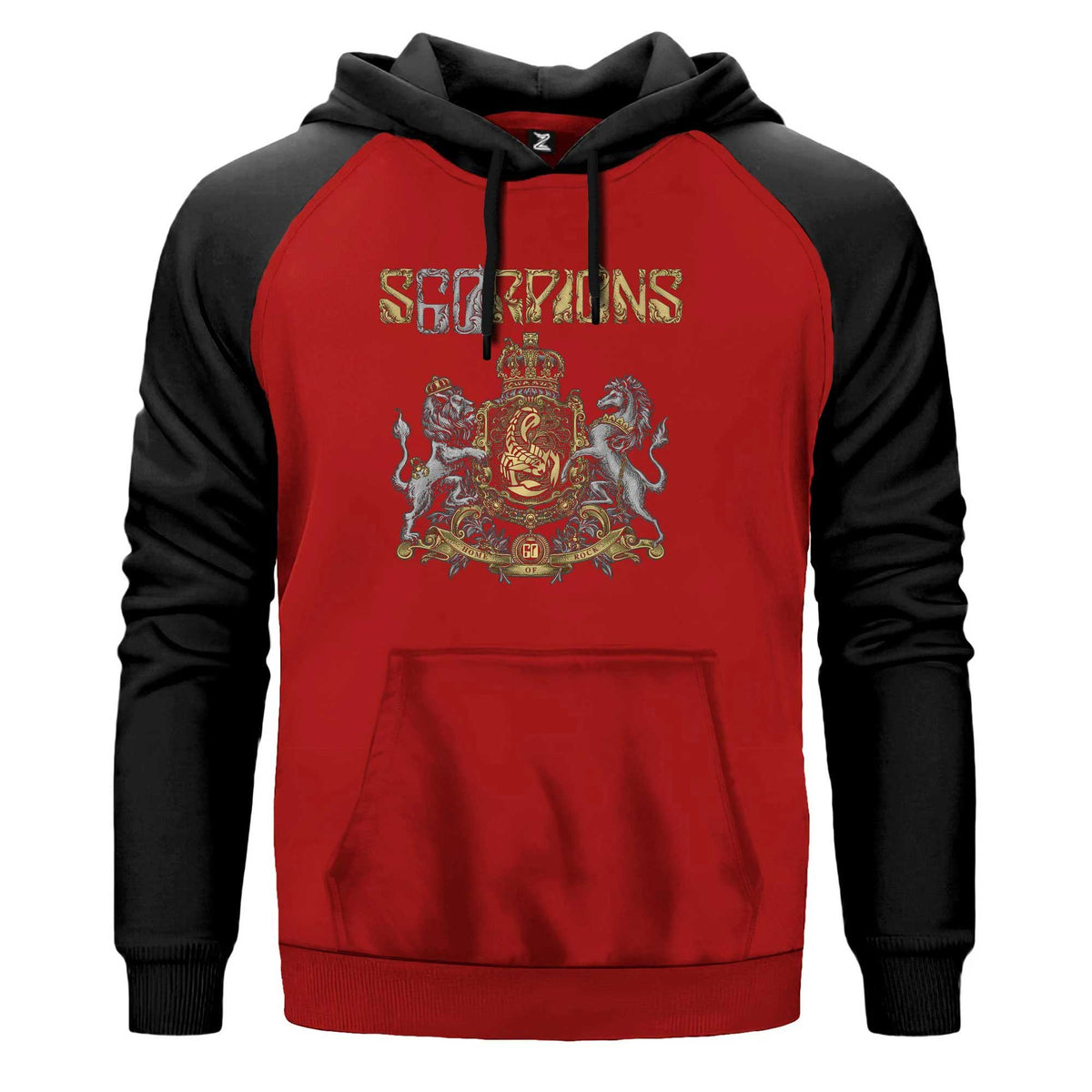 Scorpions Home Of Rock Renkli Reglan Kol Sweatshirt Kapşonlu çift renk reglan kol kapşonlu sweatshirt - kırmızı
