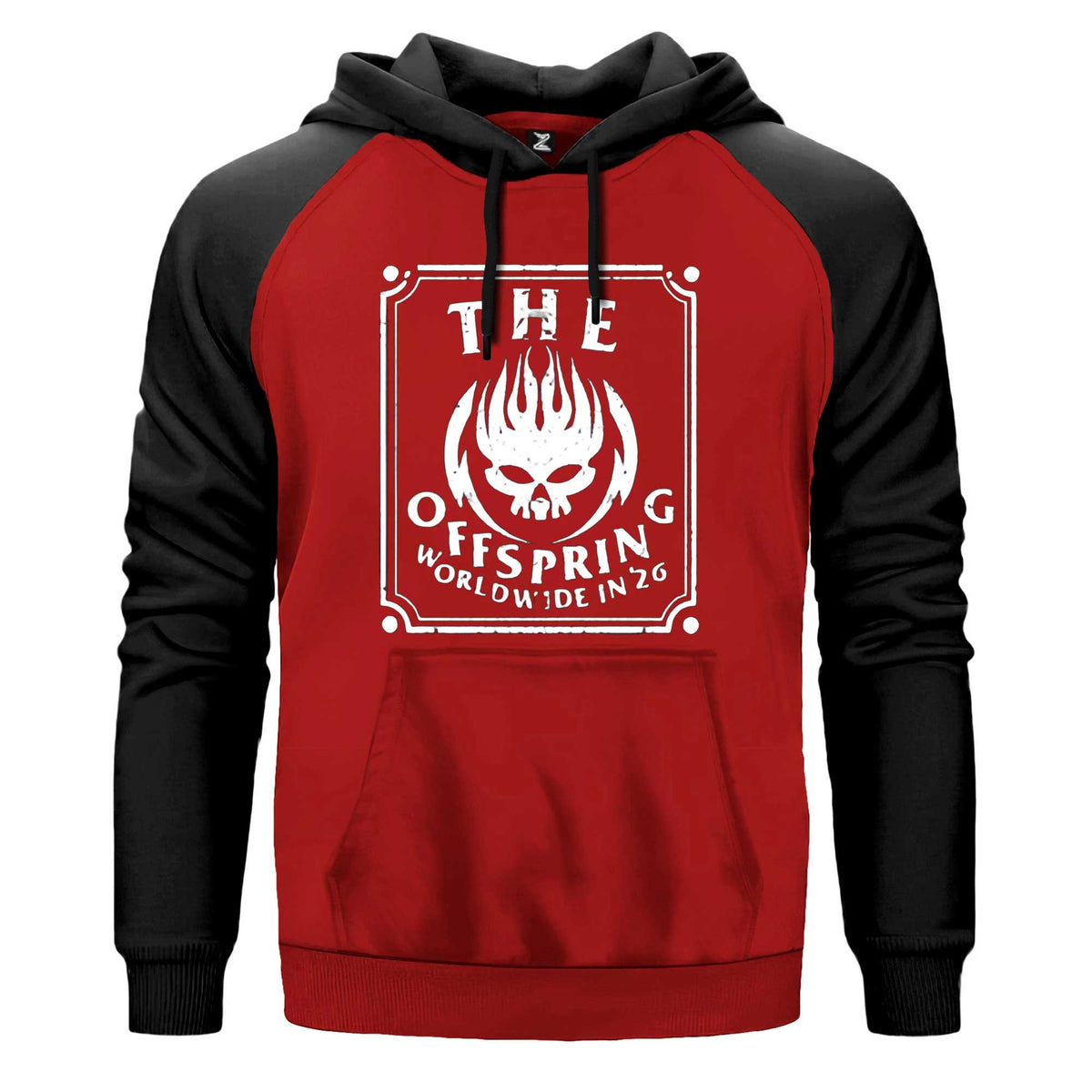 The Offspring Worldwide In '26 Renkli Reglan Kol Sweatshirt Kapşonlu çift renk reglan kol kapşonlu sweatshirt - kırmızı