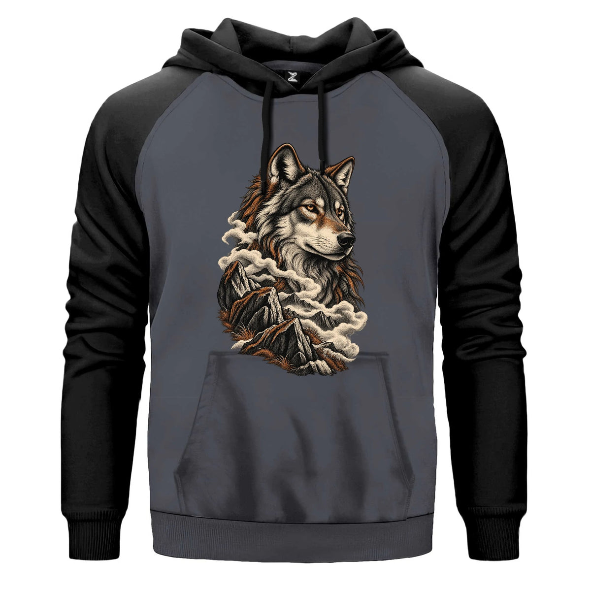 Sisli Zirve Bozkurt Renkli Reglan Kol Sweatshirt Kapşonlu