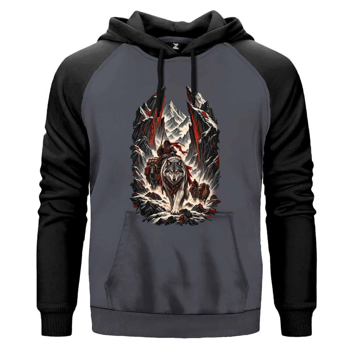 Demir Dağ Rehberi Renkli Reglan Kol Sweatshirt Kapşonlu