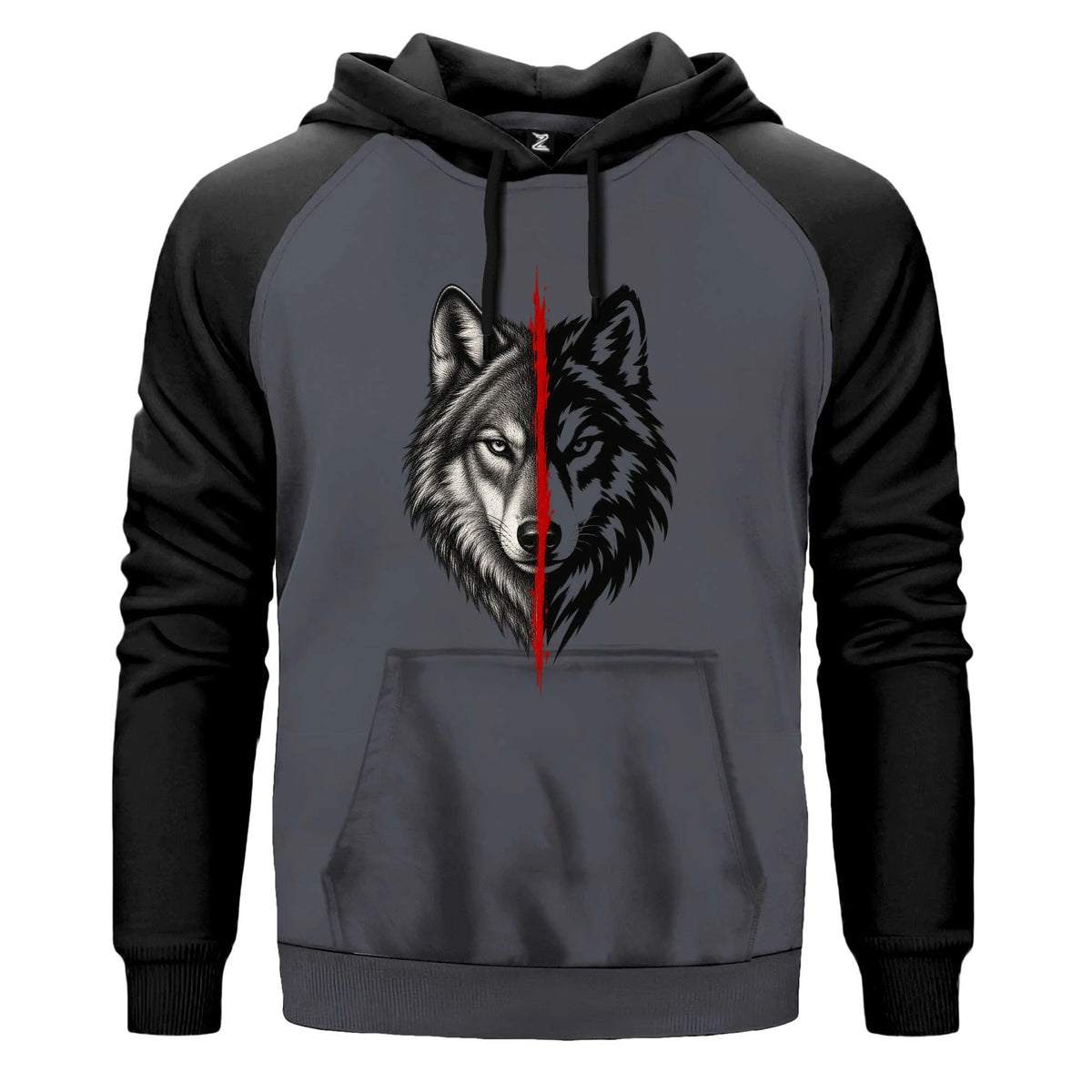 Gece Gündüz Bozkurt Renkli Reglan Kol Sweatshirt Kapşonlu