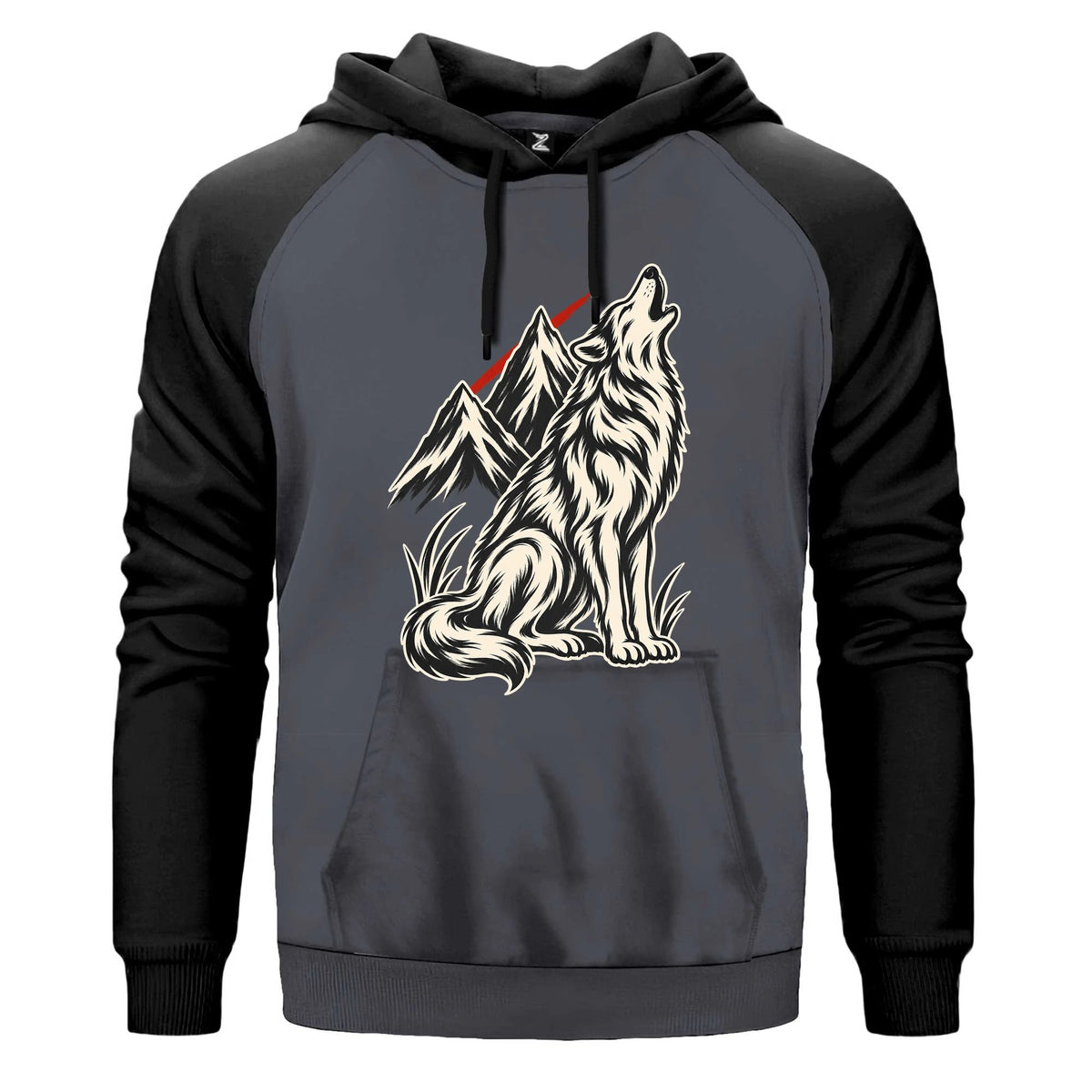 Zirveye Uluyan Bozkurt Renkli Reglan Kol Sweatshirt Kapşonlu