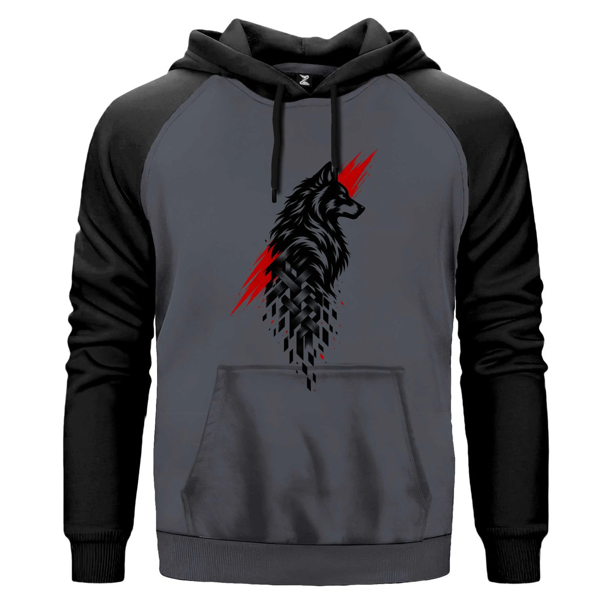 Bozkurt Geometirk Gölge Renkli Reglan Kol Sweatshirt Kapşonlu