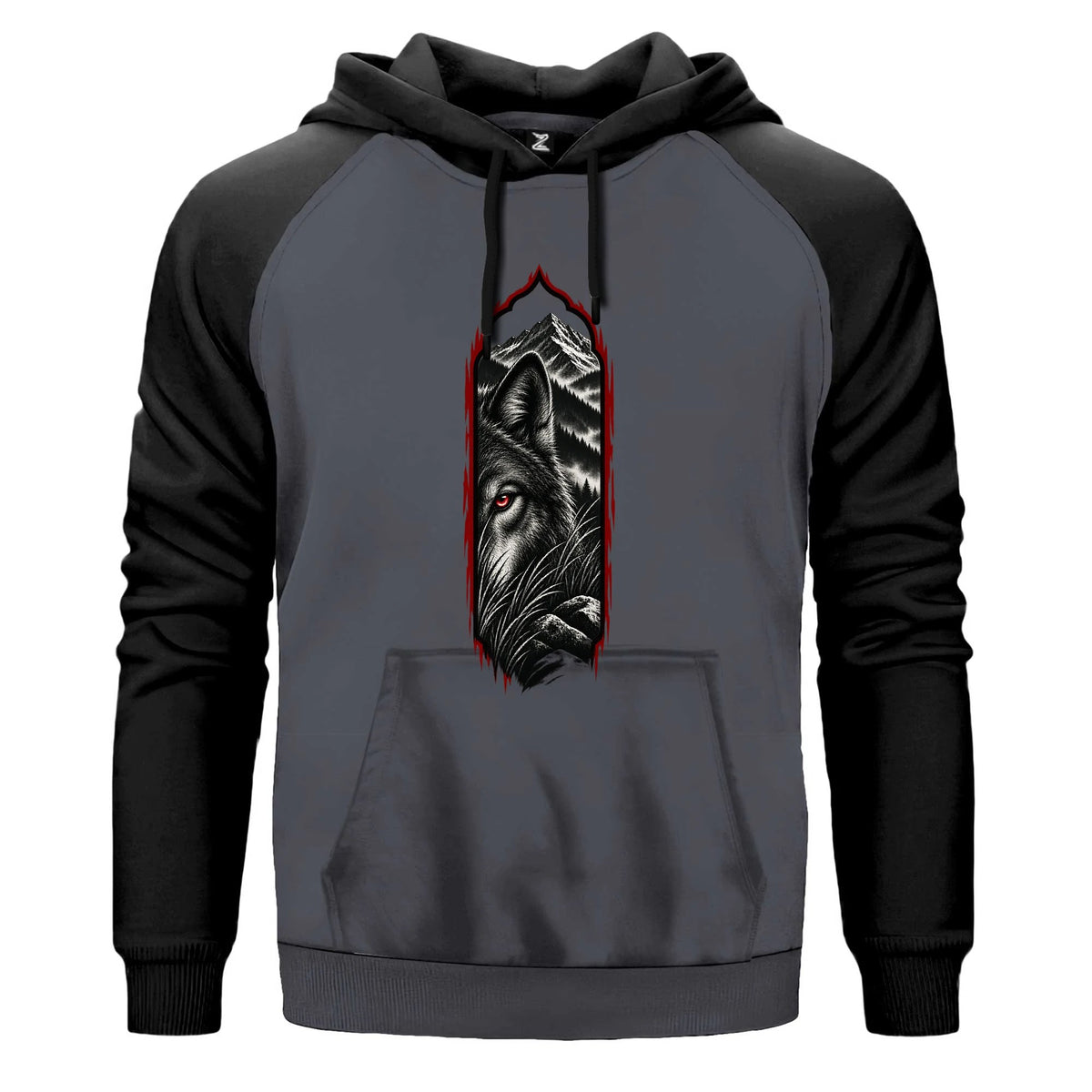 Bozkurt Gizemli Bakış Renkli Reglan Kol Sweatshirt Kapşonlu