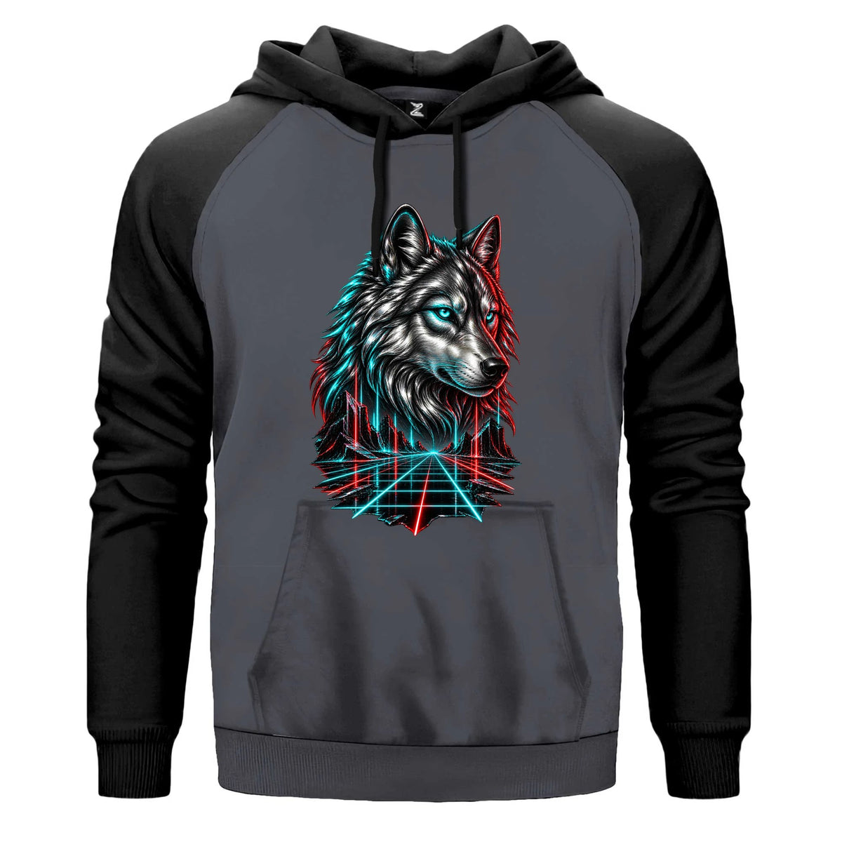 Neon Bozkurt Renkli Reglan Kol Sweatshirt Kapşonlu