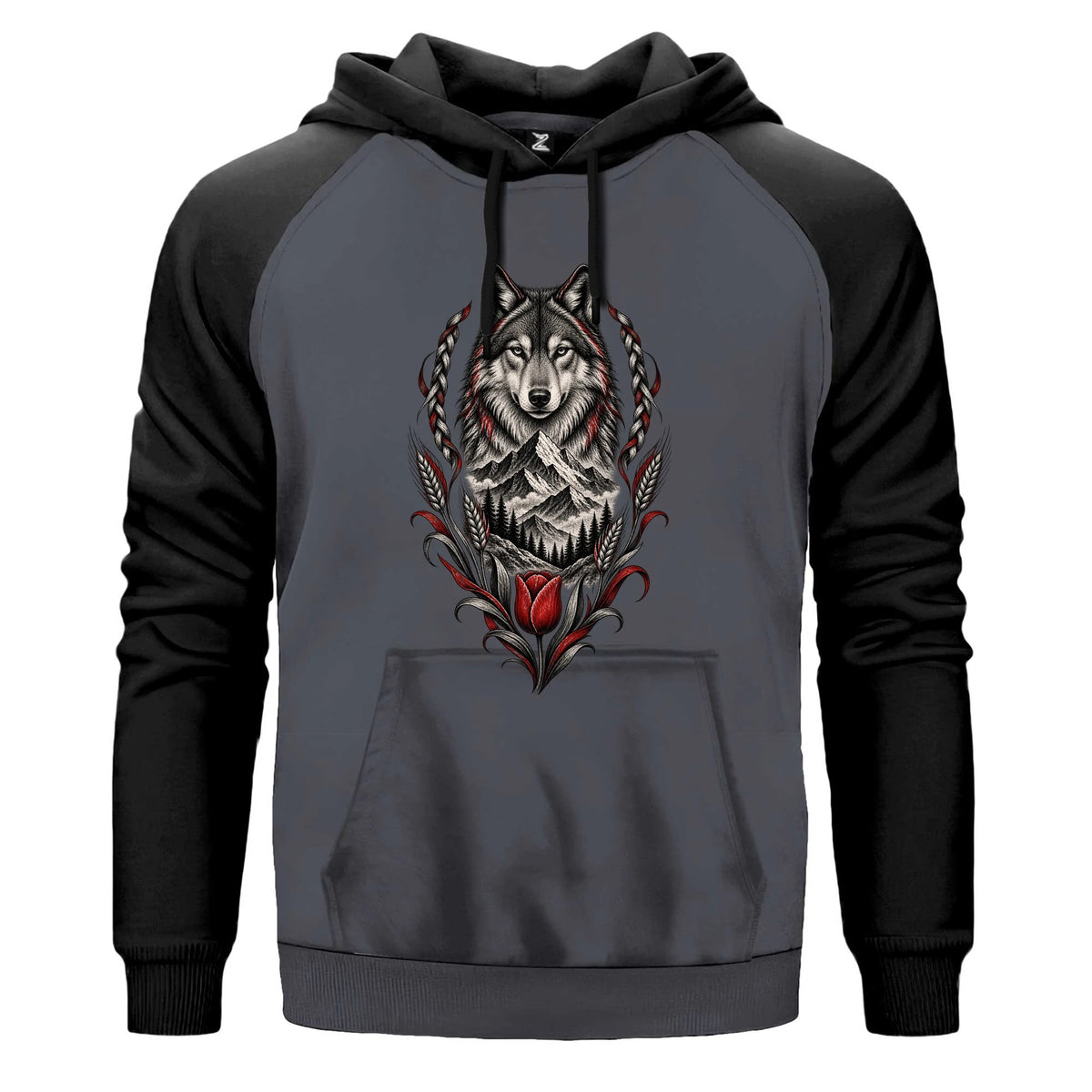 Bozkurt Lale ve Zirve Renkli Reglan Kol Sweatshirt Kapşonlu