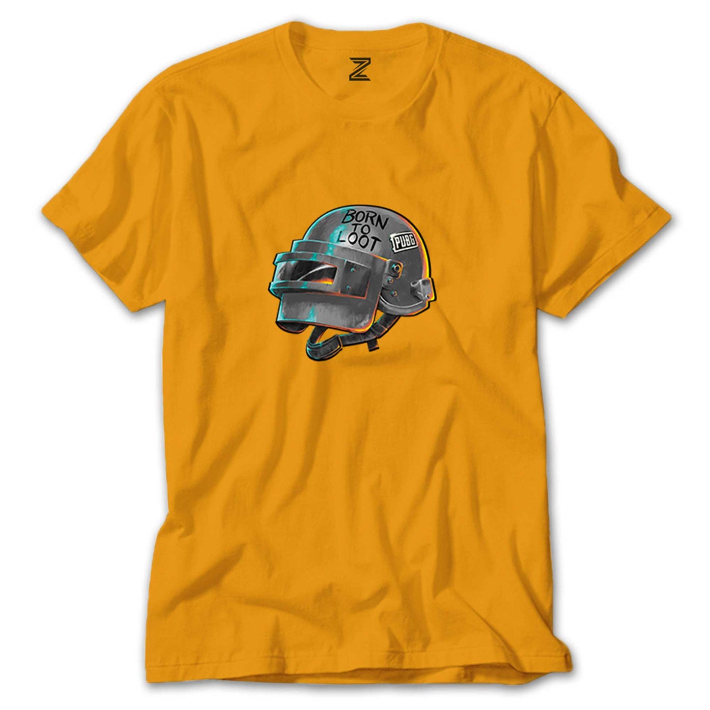 PUBG Level 3 Helmet Born to Loot renkli tişört