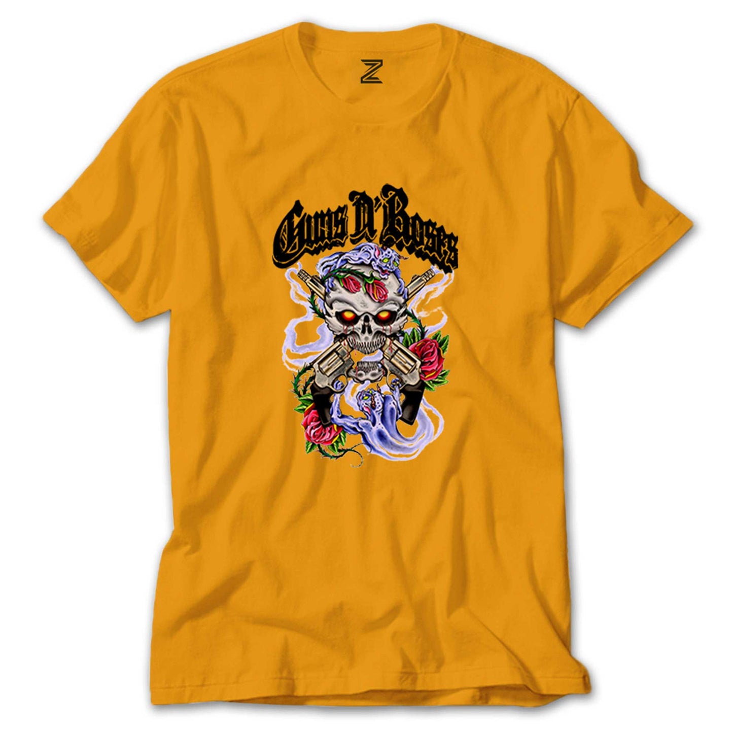 Guns N Roses Skull and Gun Renkli Tişört