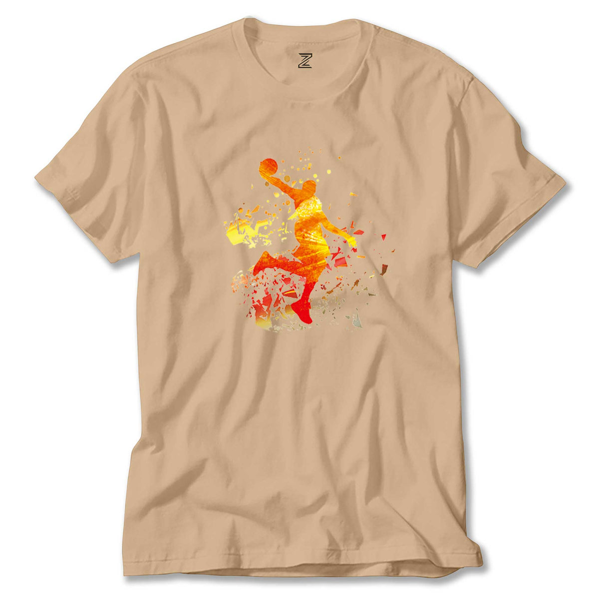 Basketball Fire Silhouette renkli tişört