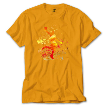 Basketball Fire Silhouette Renkli Tişört