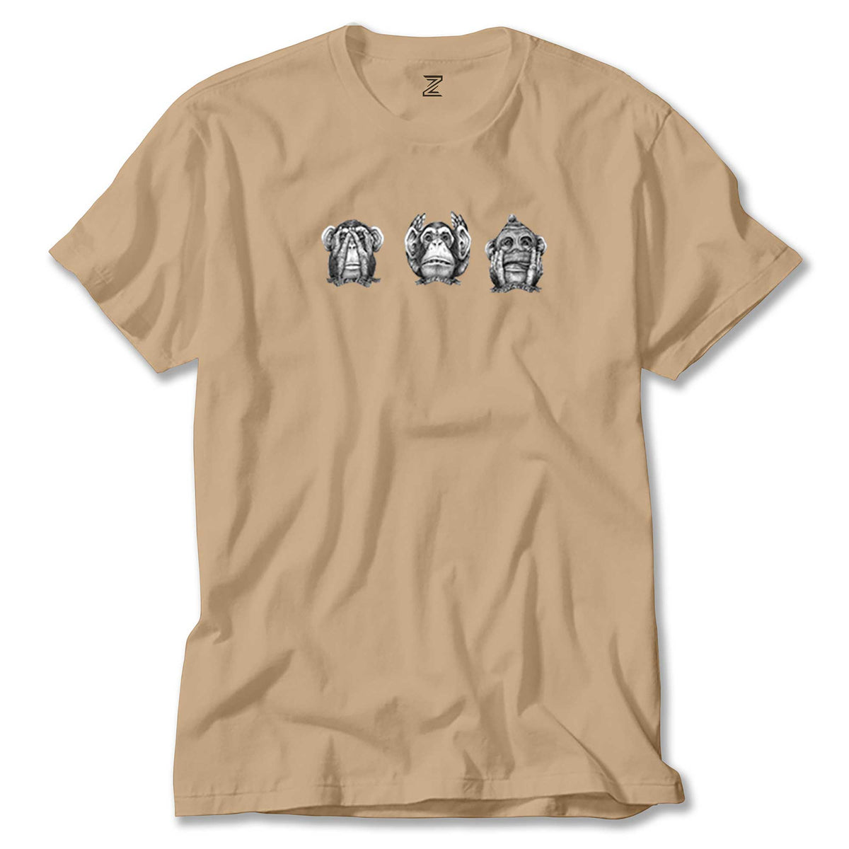 Three Monkeys Cartoon renkli tişört