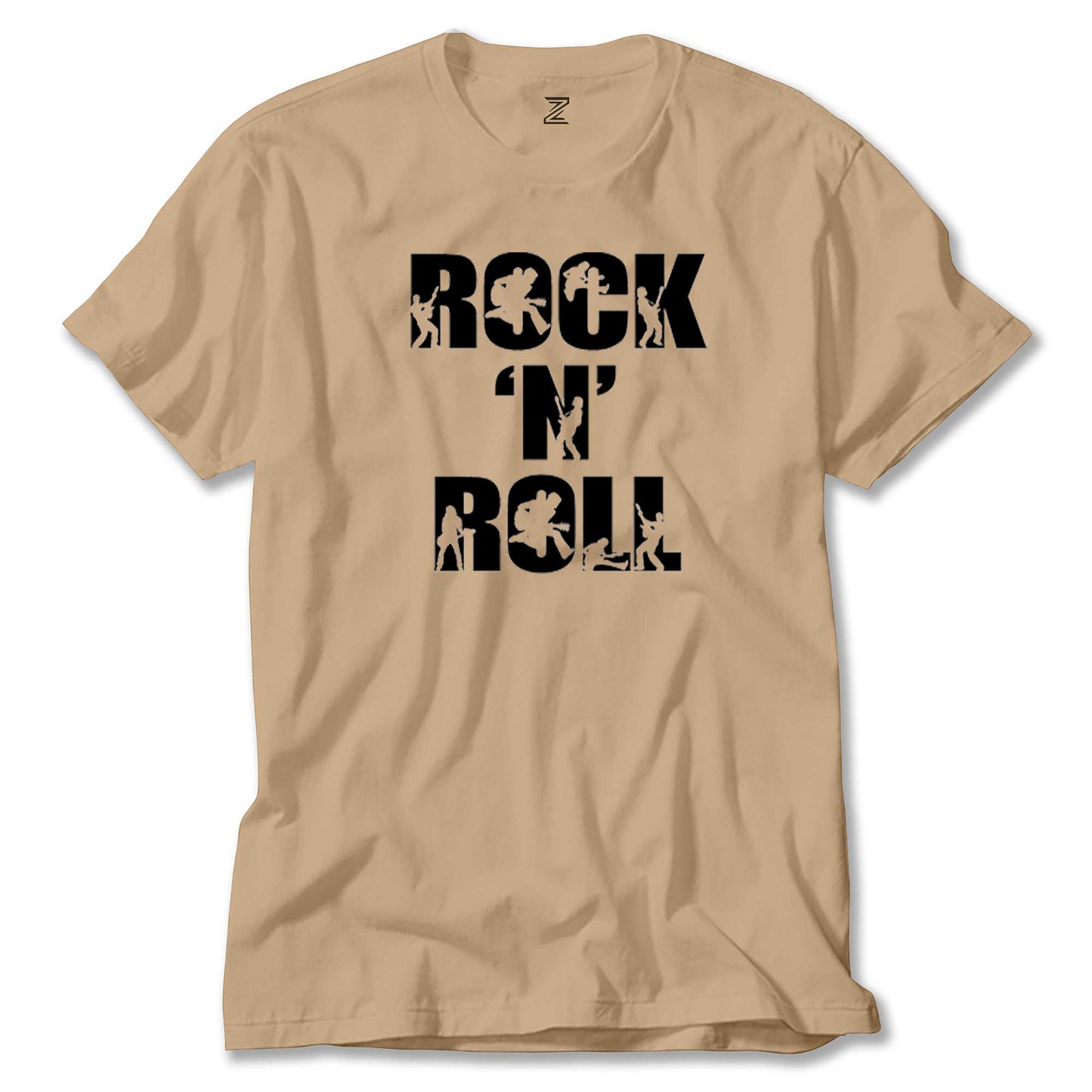 Black Rock 'N' Roll Text Renkli Tişört