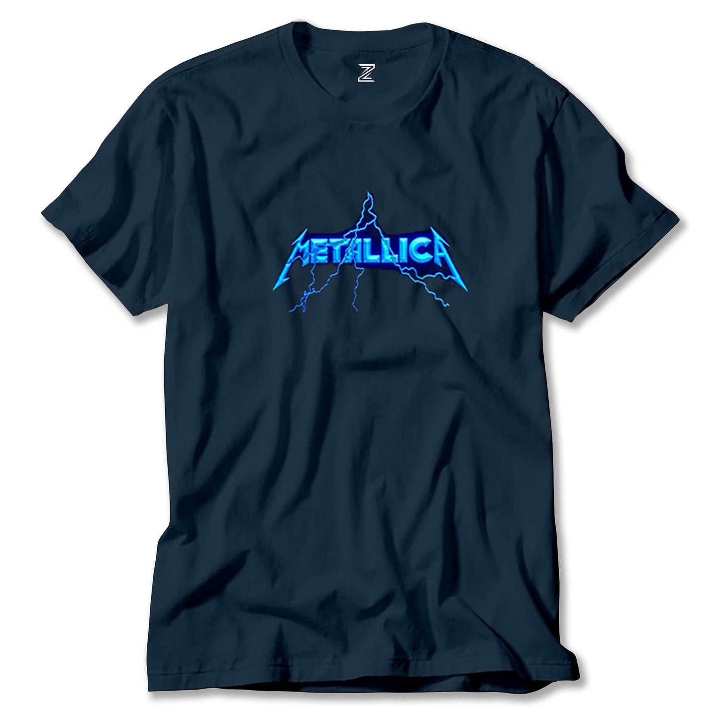 İndirimli Metallica Logo Lightning Lacivert Tişört