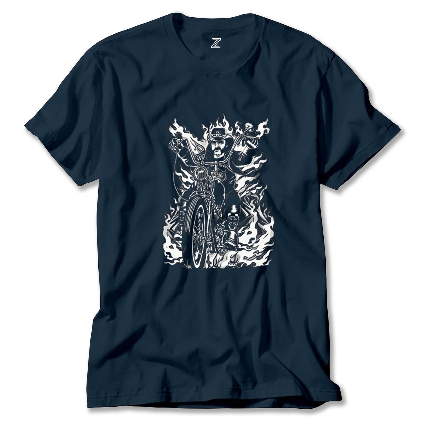 Motörhead Lemmy Kilmister Motorbike Fire Renkli Tişört