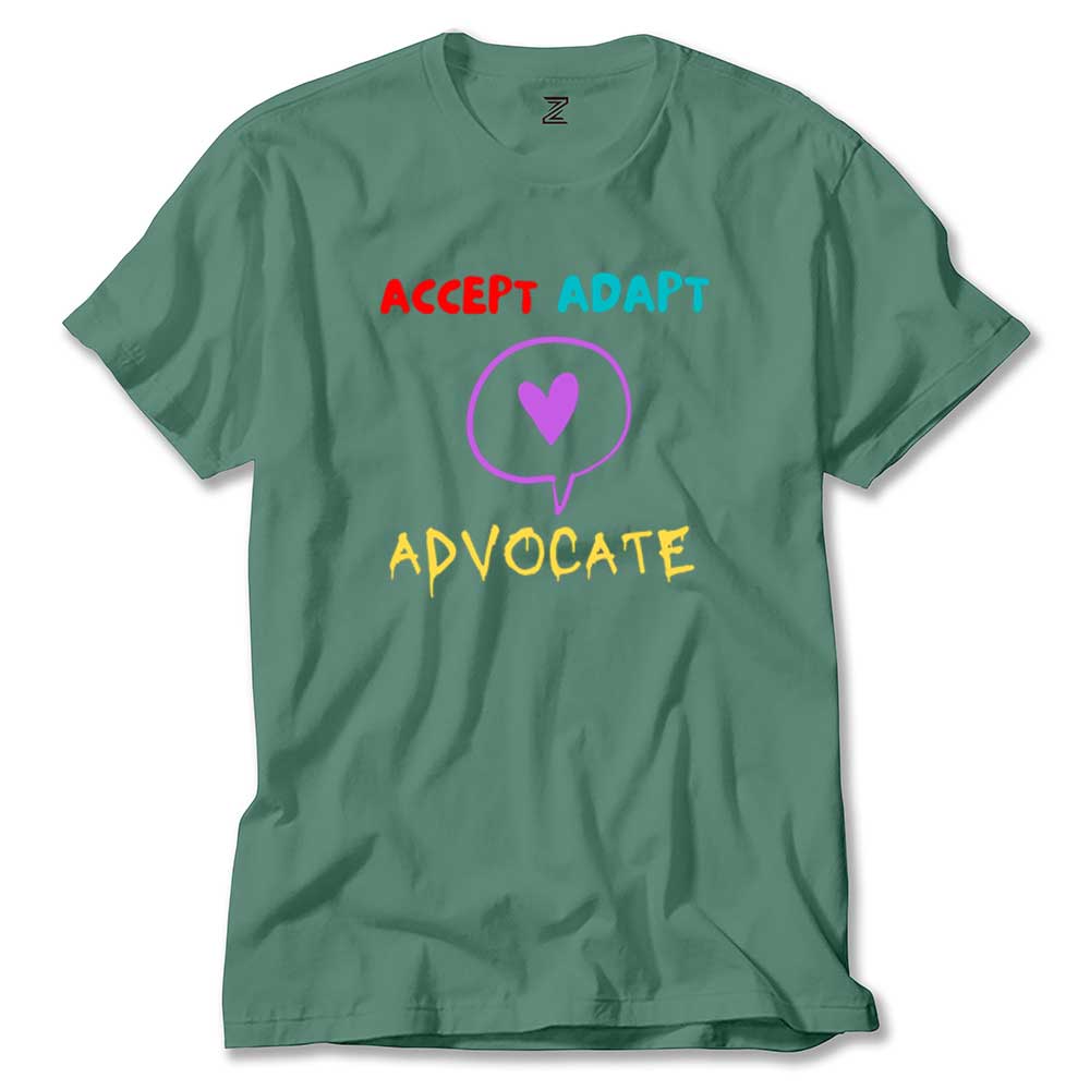 Accept Adapt Advocate renkli tişört