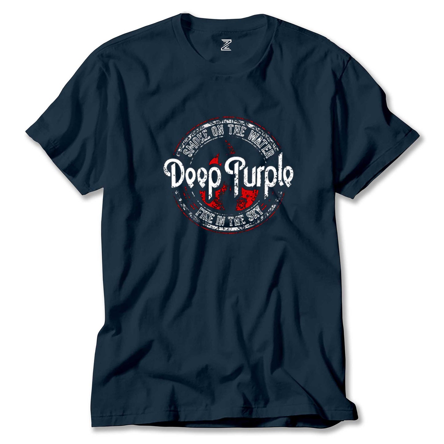 İndirimli Deep Purple Smoke On The Water Lacivert Tişört