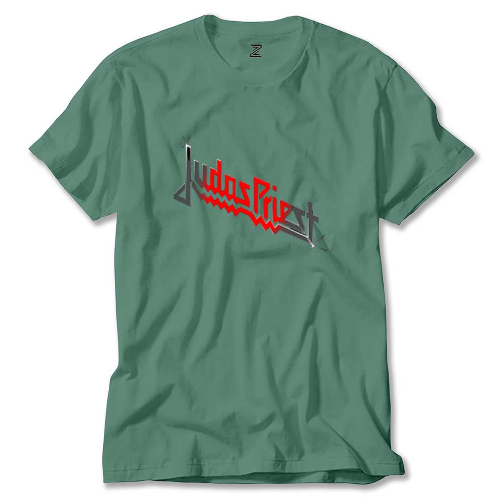 judas Priest Black Red Logo renkli tişört