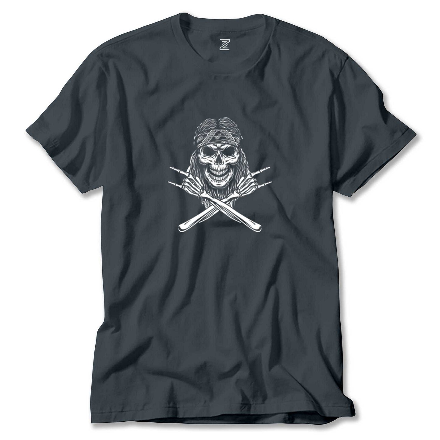 Kovboy Rock N Roll Skull renkli tişört