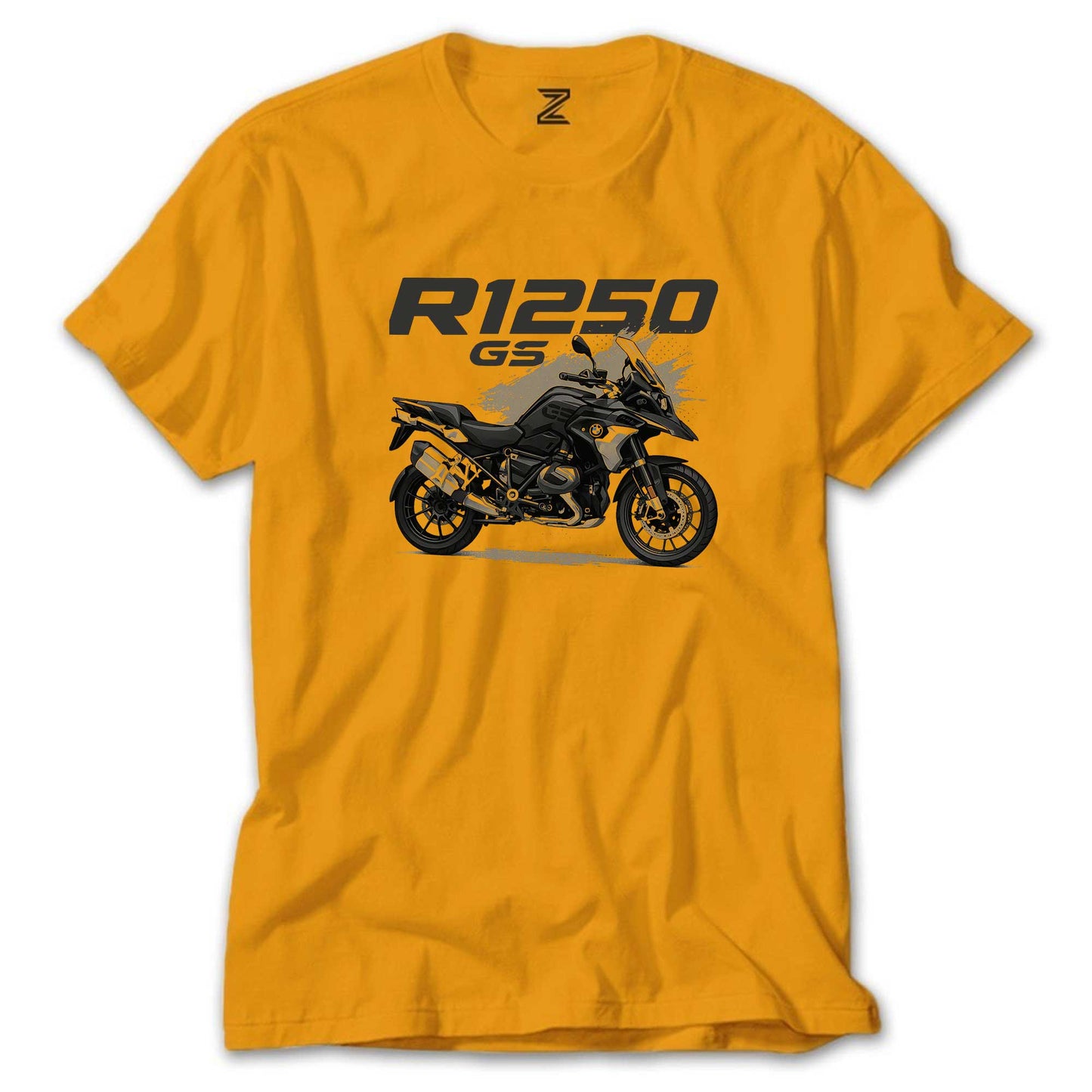 BMW R1250 GS motosiklet baskılı sarı unisex tişört