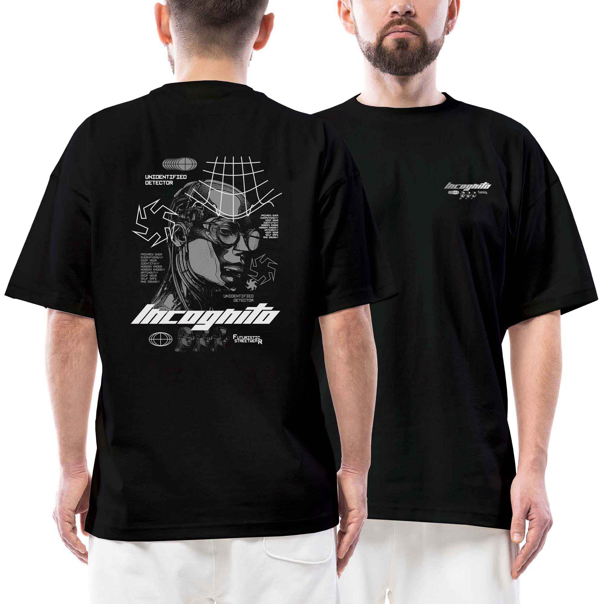 İncoghito Unidentfied Detector Gözlük Streetwear Siyah Oversize Tişört