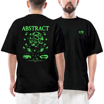 Abstract Green Streetwear Siyah Oversize Tişört