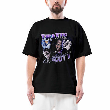 Travis Scott Purple Siyah Oversize Tişört