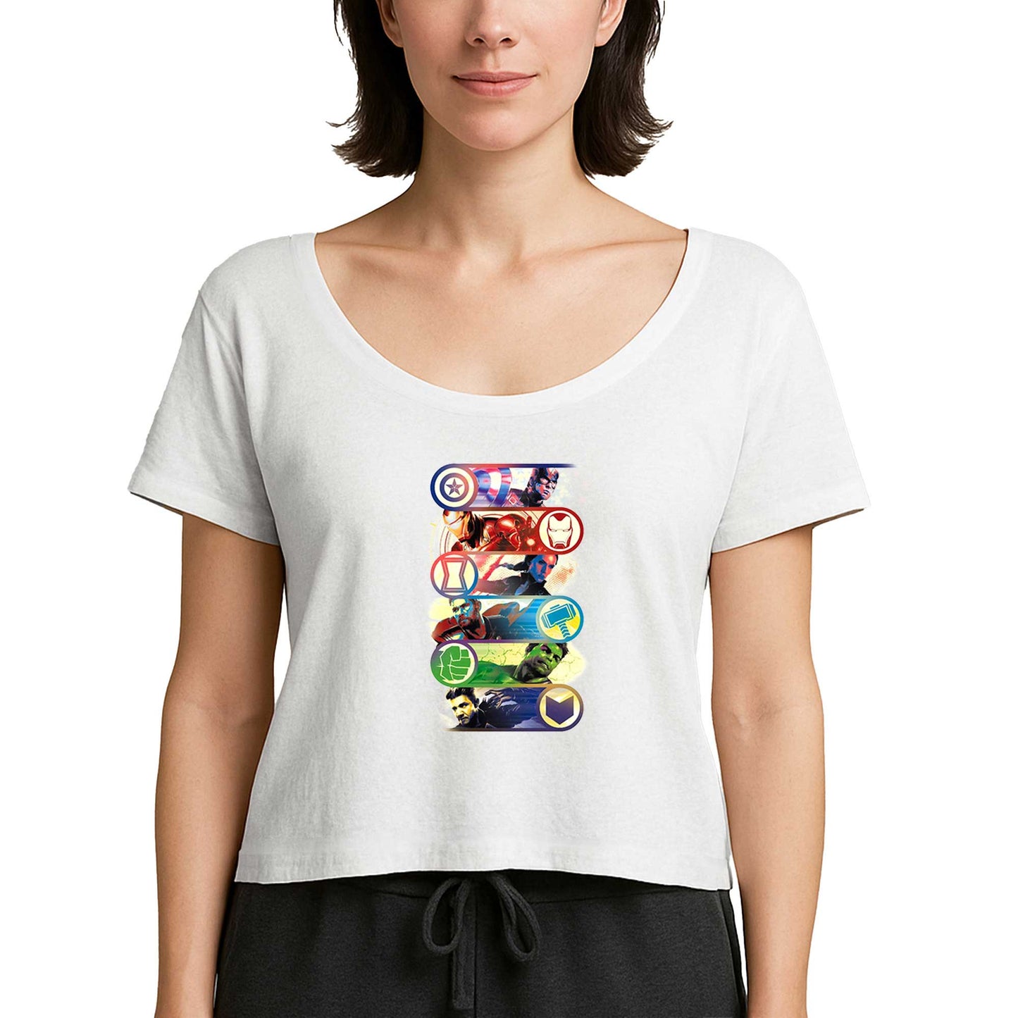 Marvel Heroes Beyaz Kadın Tişört