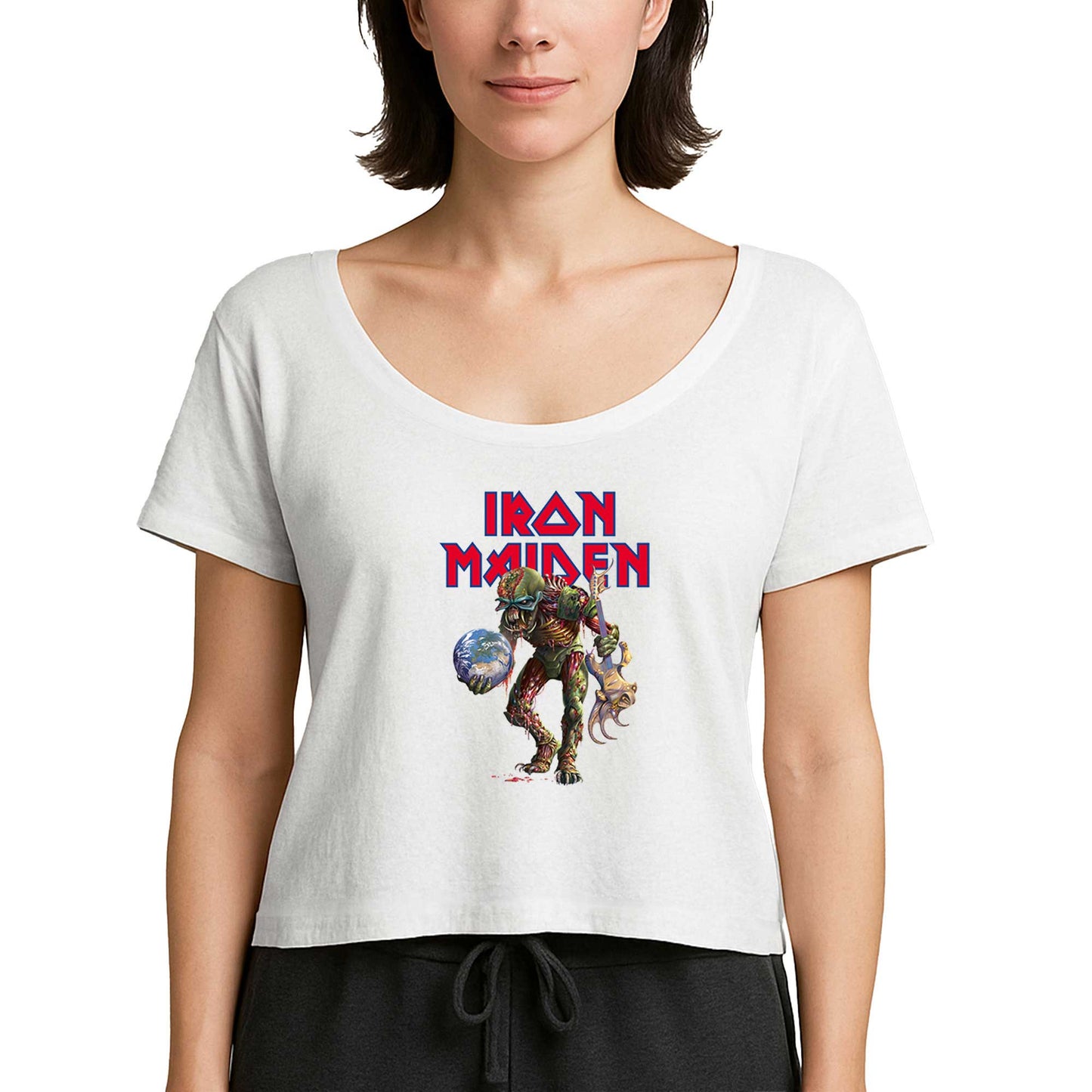Iron Maiden Monster Guitarist Beyaz Kadın Tişört