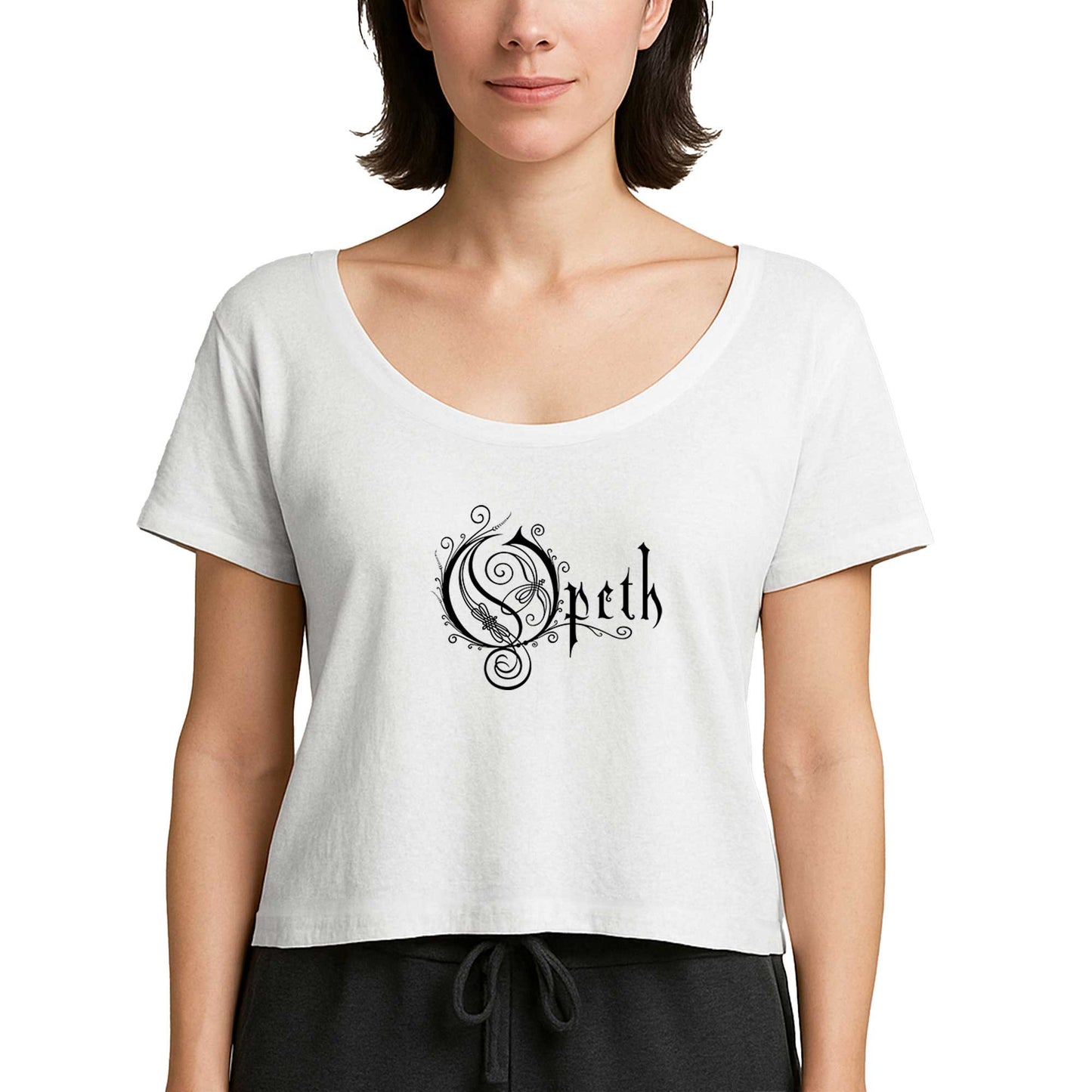 Opeth Logo Classic 2 Beyaz Kadın Tişört