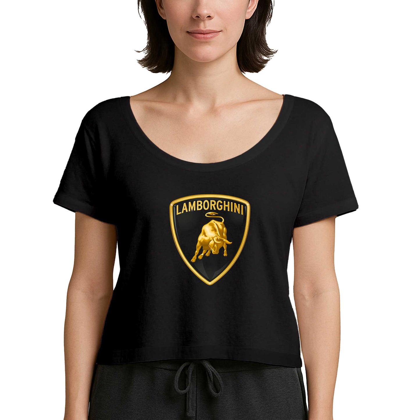 Lamborghini Logo 2 Siyah Kadın Tişört