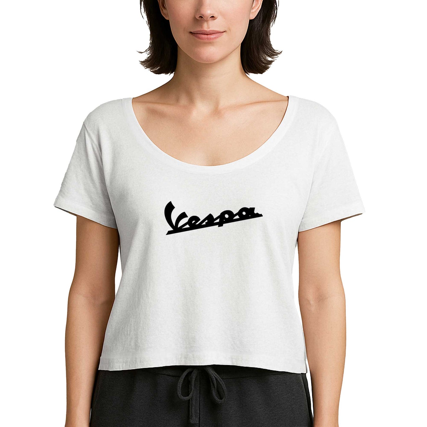 Vespa Logo 2 Beyaz Kadın Tişört