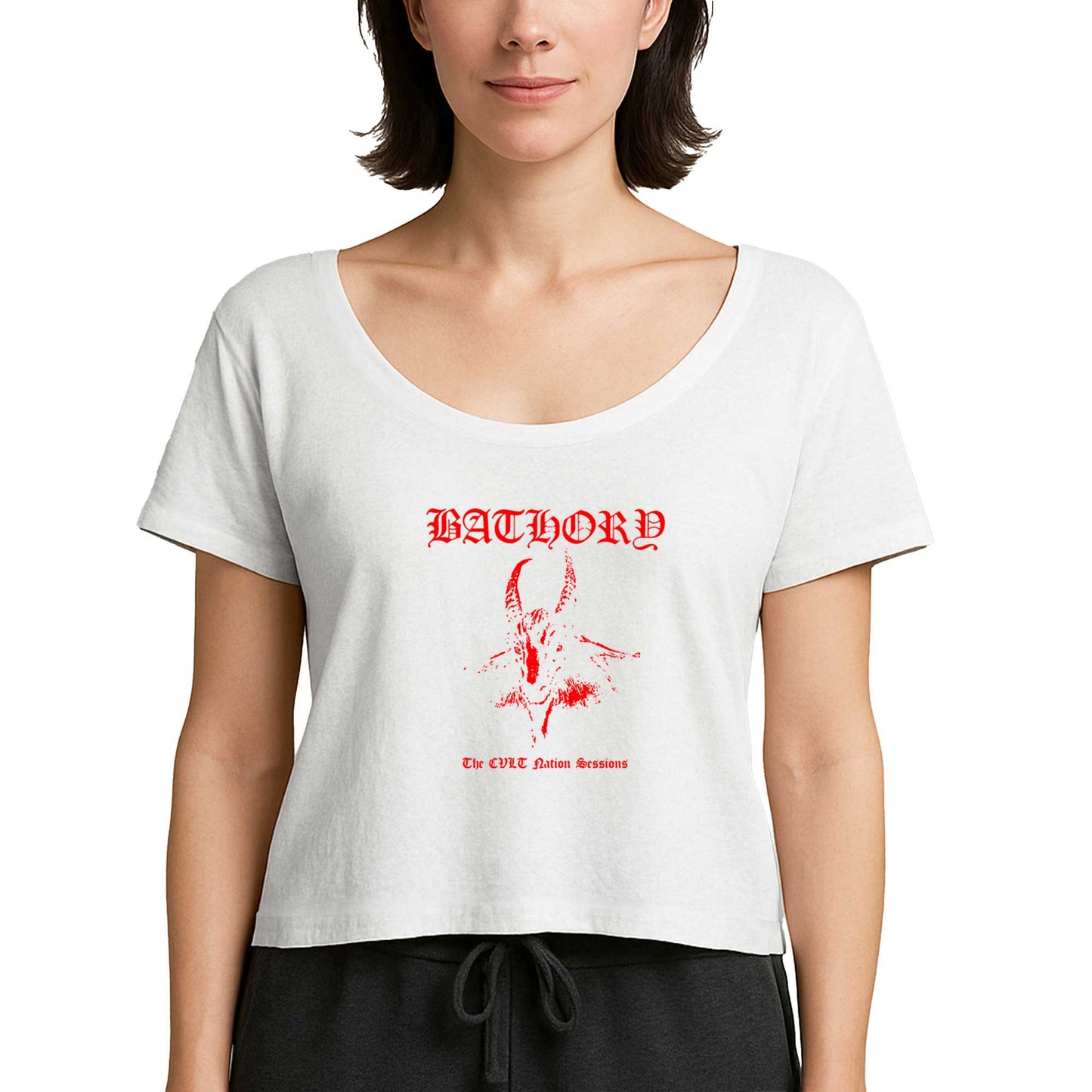 Bathory Black Metal Red Beyaz Kadın Tişört