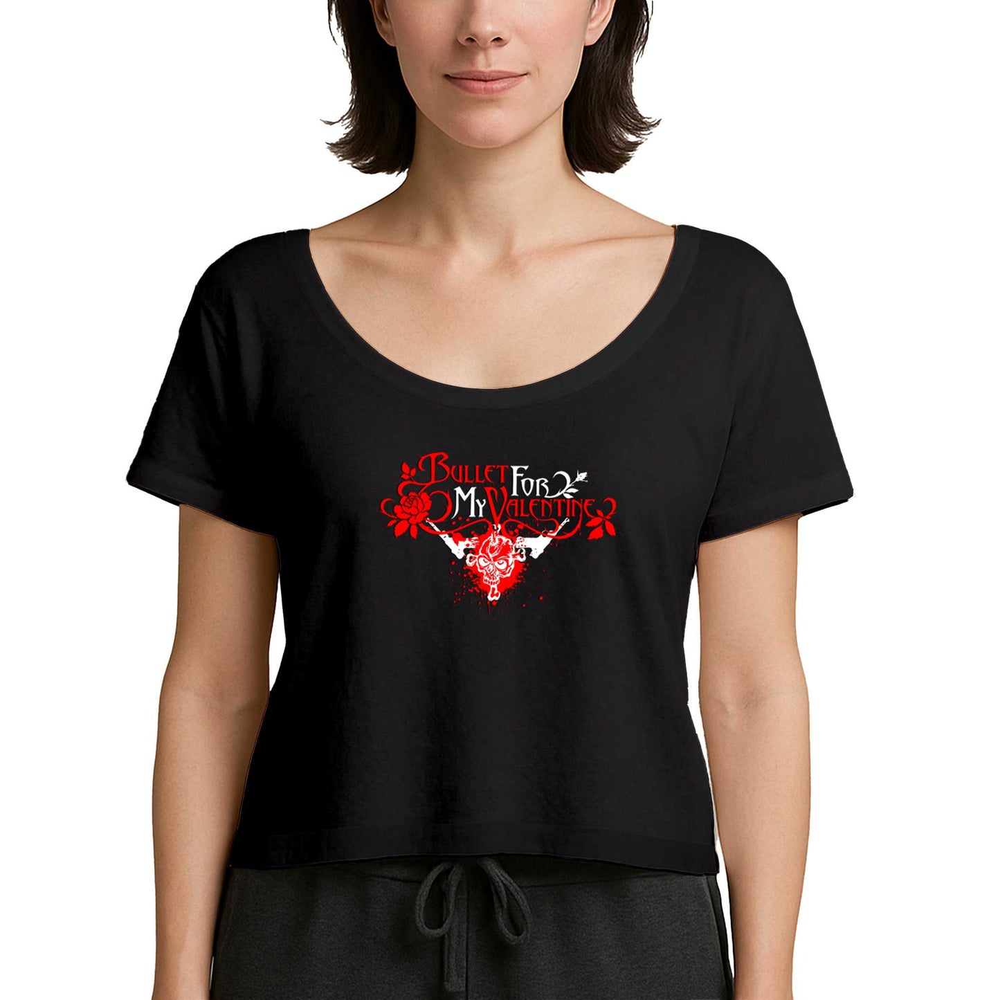 Bullet Gor My Valentine Skull Classic Siyah Kadın Tişört