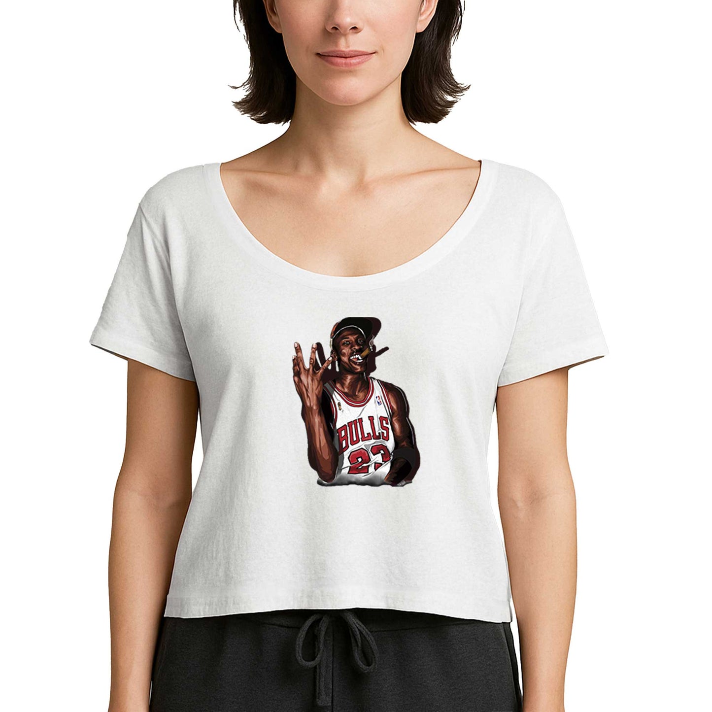 Micheal Jordan Bulls 23 Beyaz Kadın Tişört