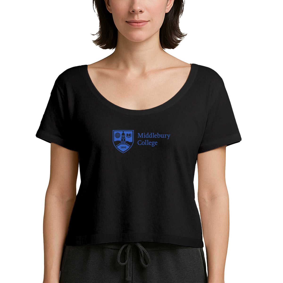 Middlebury College Logo Siyah Kadın Tişört