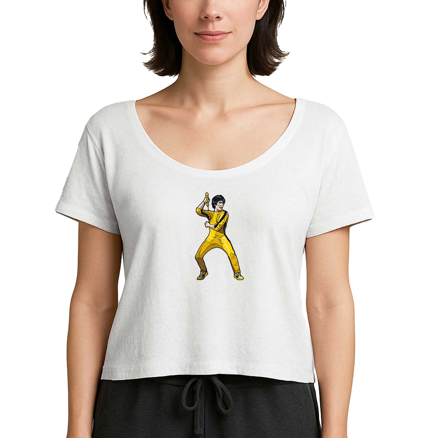 Bruce Lee Face for fight Beyaz Kadın Tişört