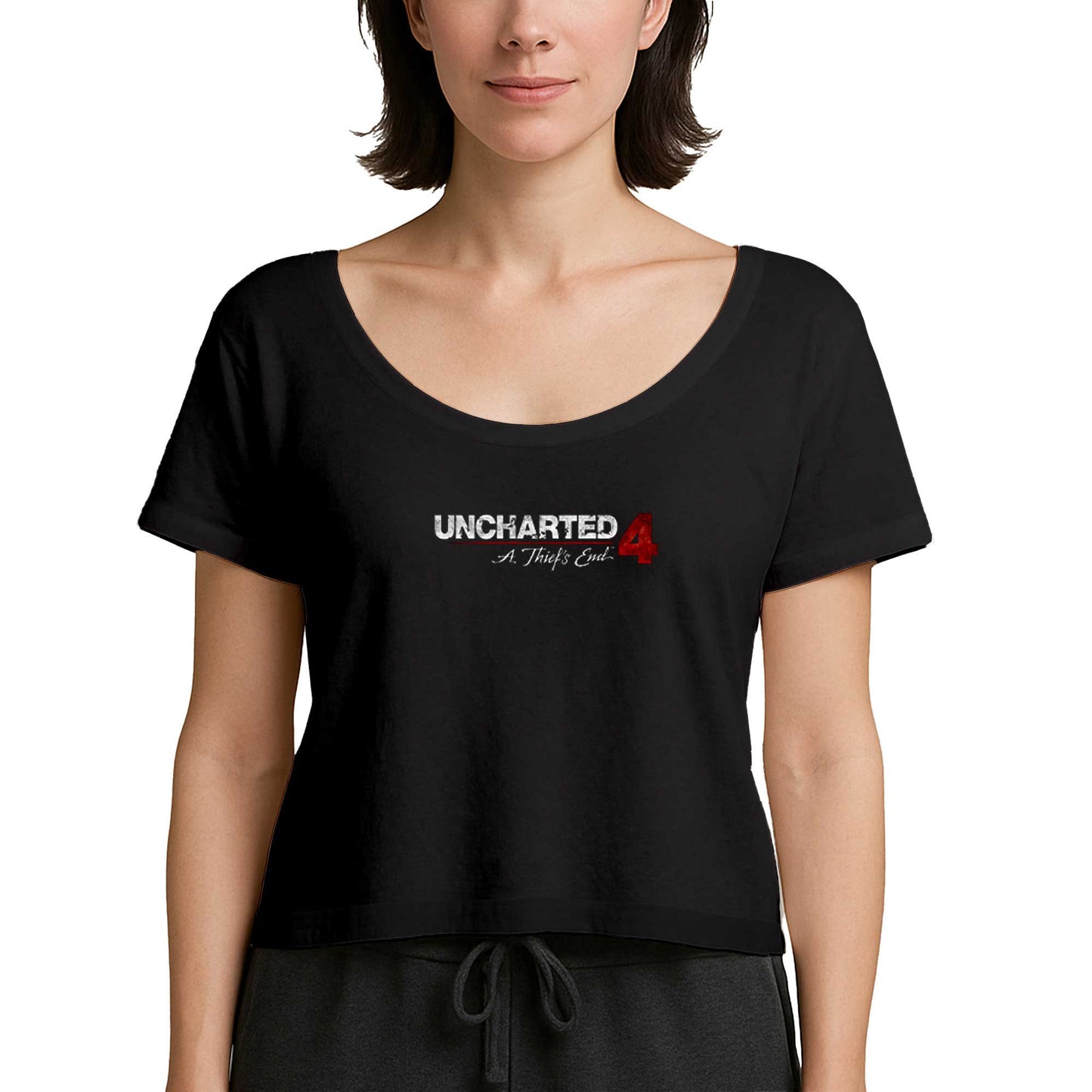Uncharted 4 Logo Siyah Kadın Tişört
