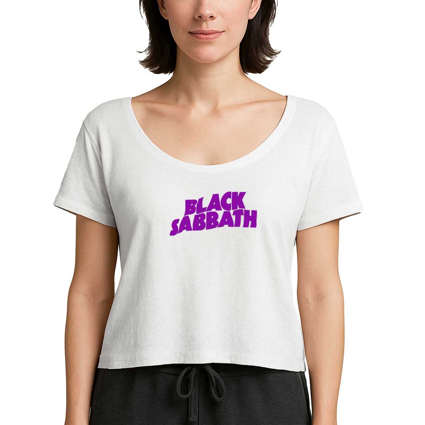 Black Sabbath Purple Yazı Beyaz Kadın Tişört