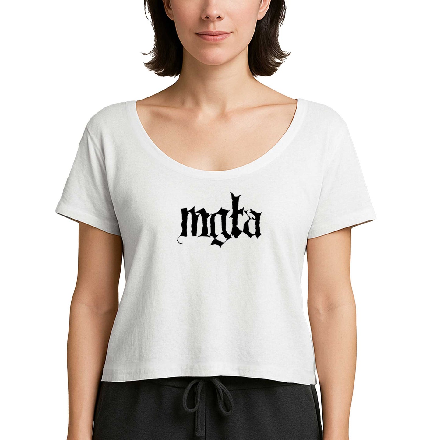Mgla Logo Text Beyaz Kadın Tişört
