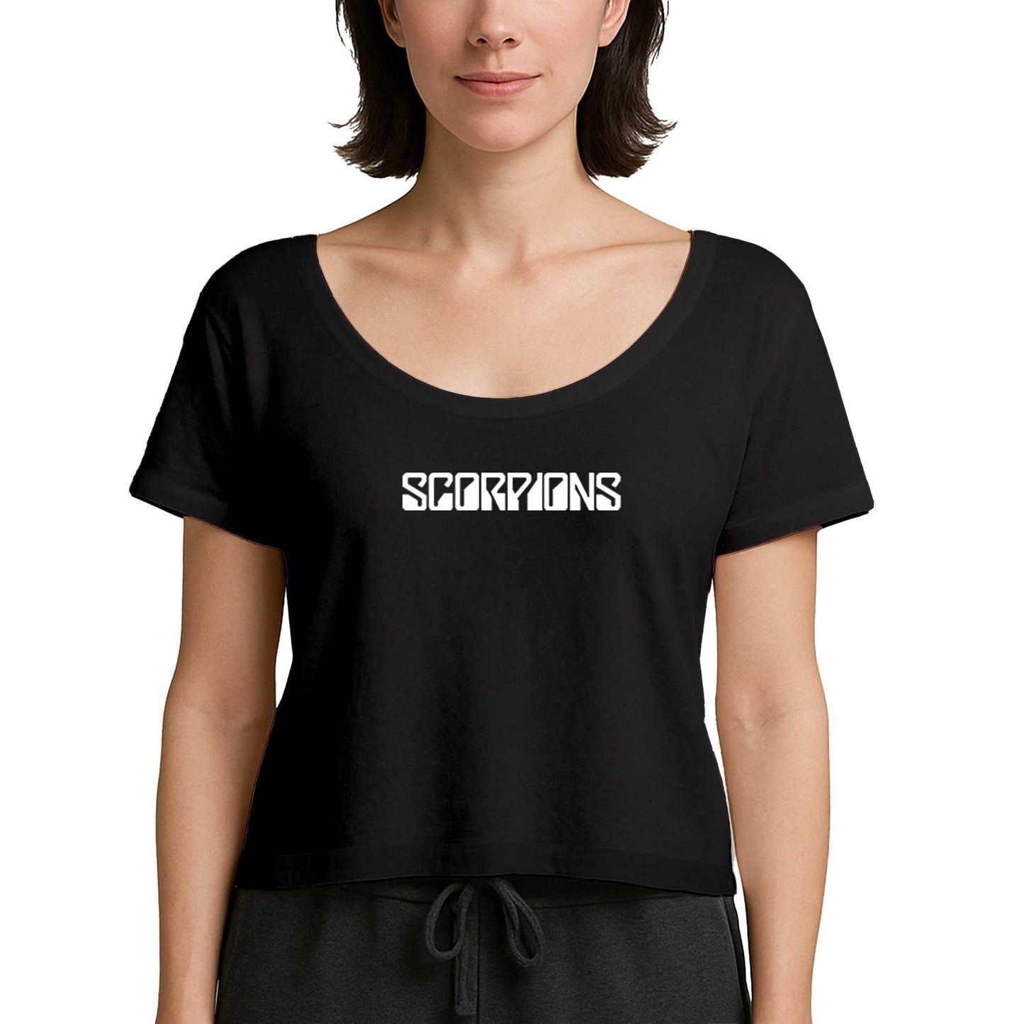 Scorpions Logo Yazı Siyah Kadın Tişört
