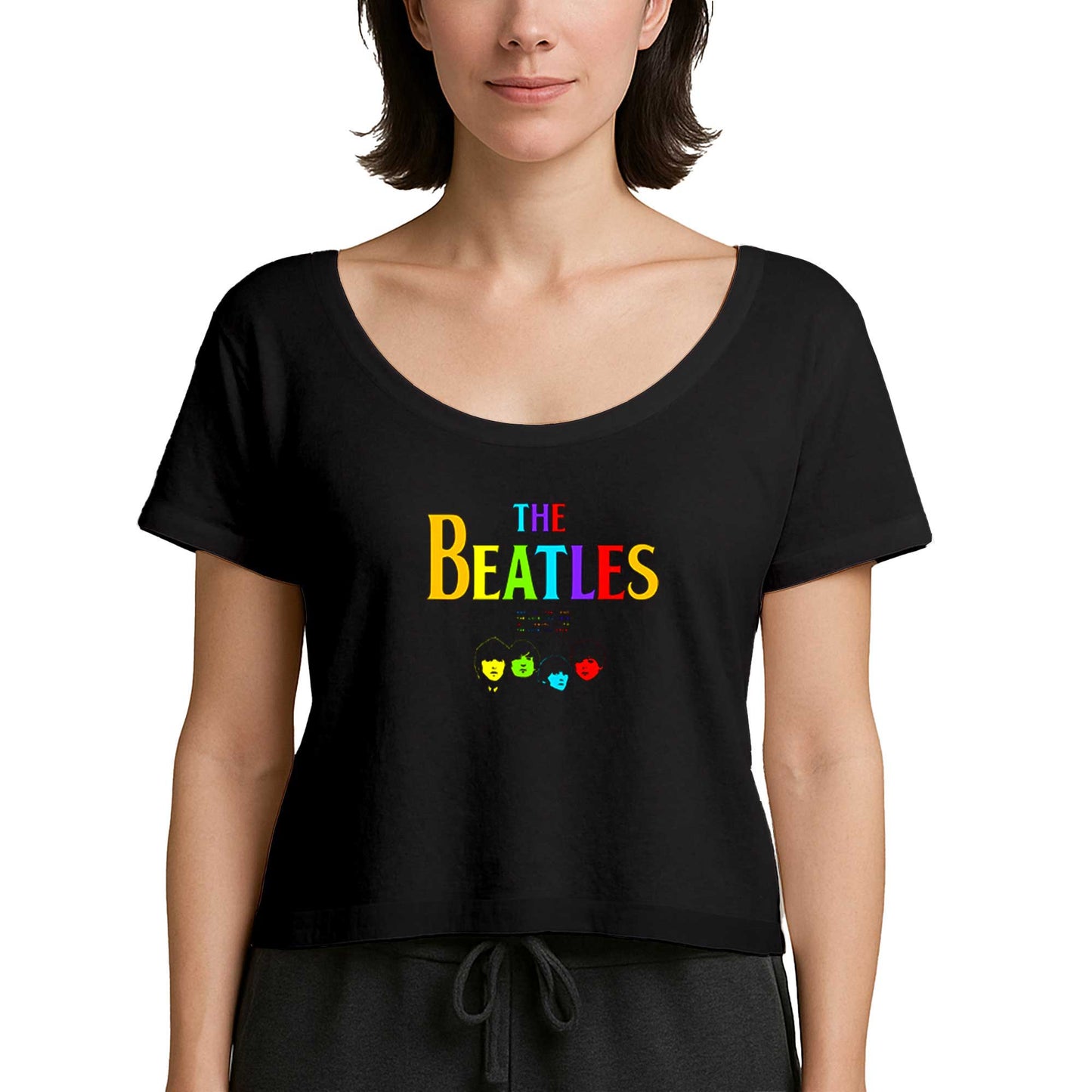 The Beatles Rainbow Siyah Kadın Tişört