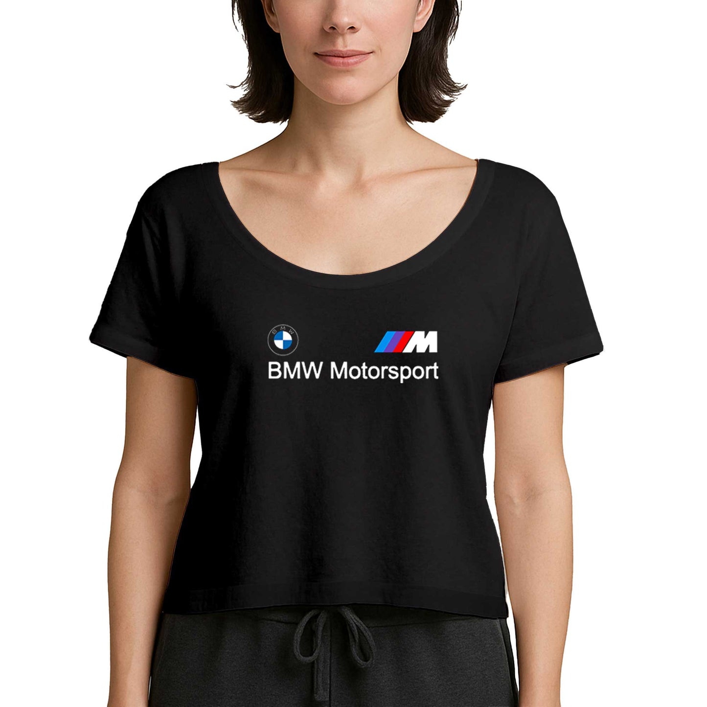 BMW Logo M Power Motorsport Siyah Kadın Tişört