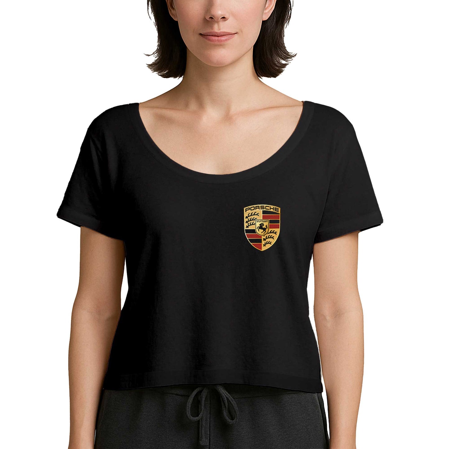 Porsche Logo Siyah Kadın Tişört