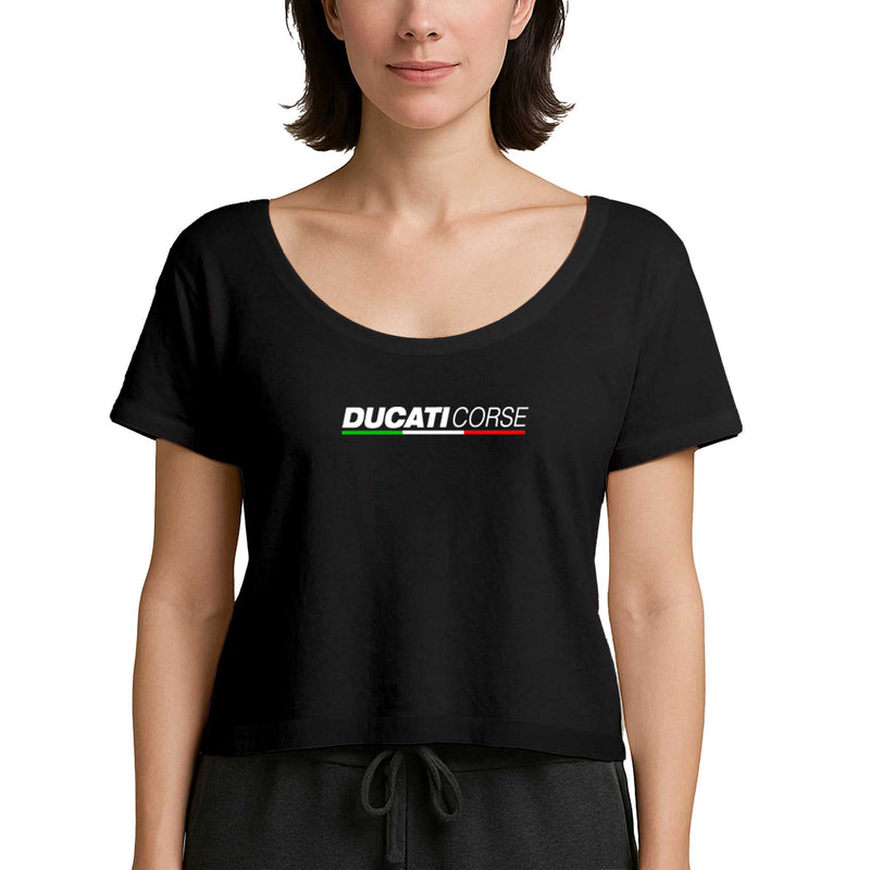 Ducati Corse Text Siyah Kadın Tişört